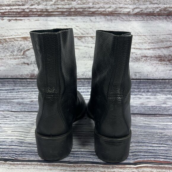 Tory Burch Black Pebbled Leather Mid-Calf Pull-On Boots – Size 9.5 - Picture 5 of 8